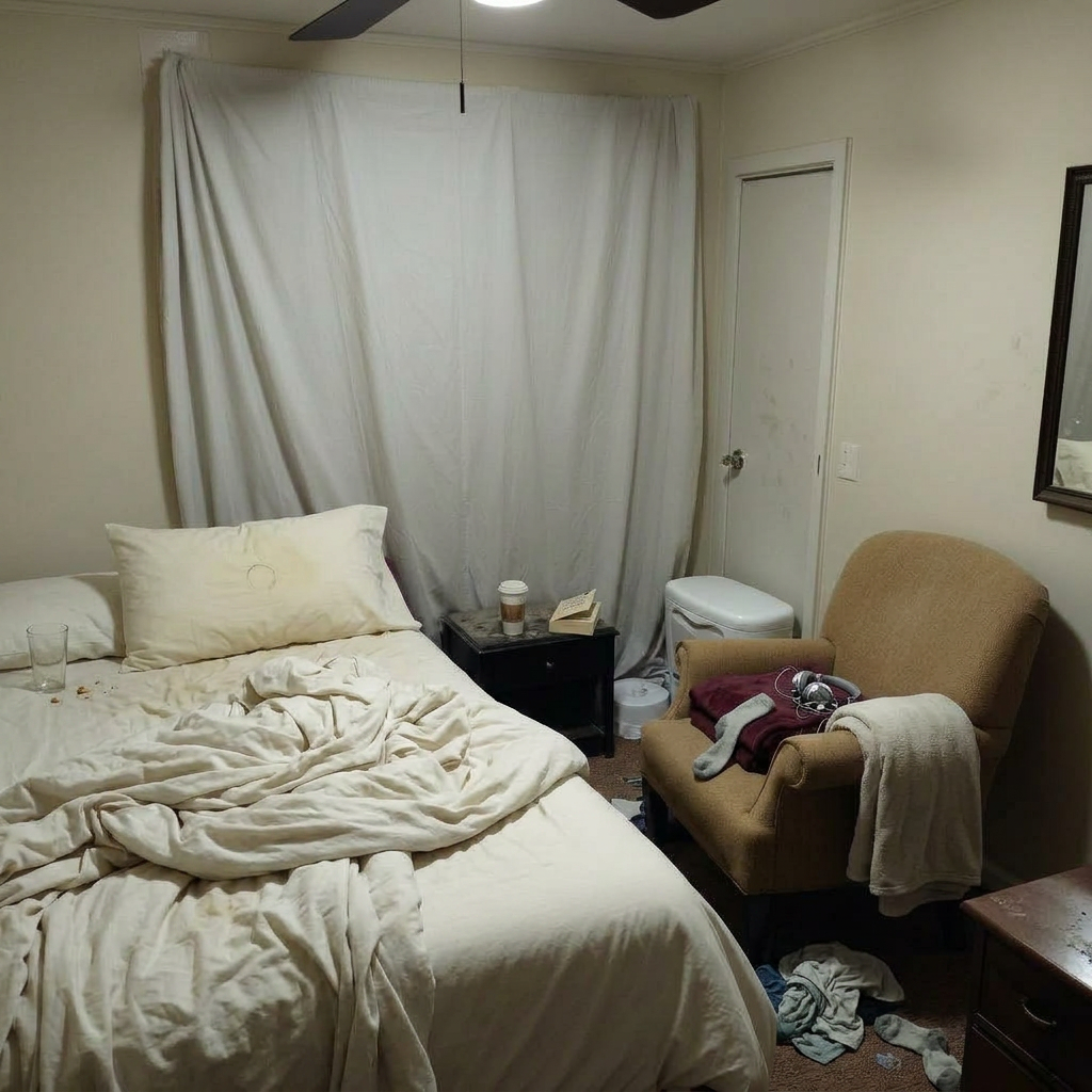 Bedroom before cleaning