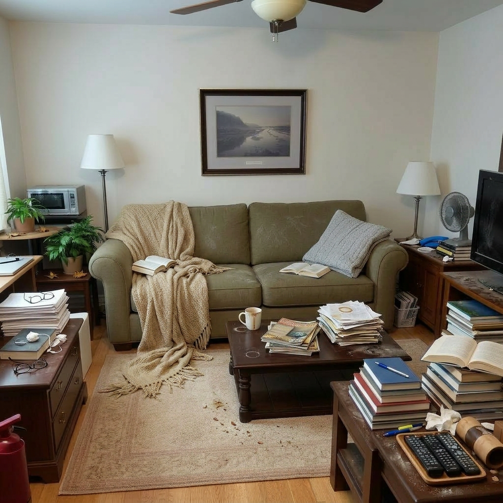 Living room before cleaning